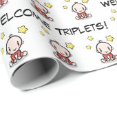 Babygeschenkverpackung für Triplets, Packpapier (Rolleneckpunkt)