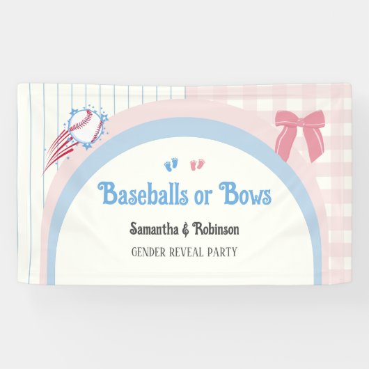 Babygeschlecht enthüllt Baseballs oder Bows Banner (Horizontal)