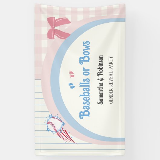 Babygeschlecht enthüllt Baseballs oder Bows Banner (Vertikal)