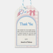 Babygeschlecht enthüllt Baseballs oder Bows Geschenkanhänger (Vorderseite)