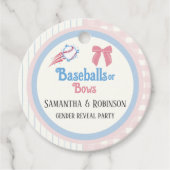 Babygeschlecht enthüllt Baseballs oder Bows Geschenkanhänger (Vorderseite)