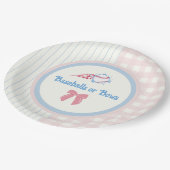 Babygeschlecht enthüllt Baseballs oder Bows Pappteller (Schrägansicht)