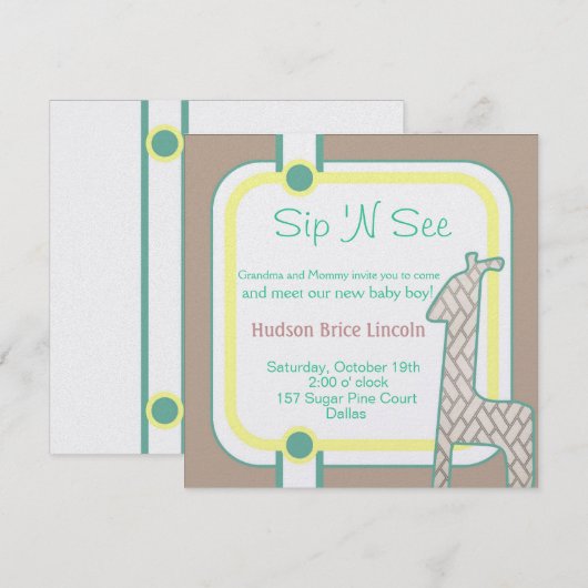 Babygiraffe Einladung (Vorne/Hinten)