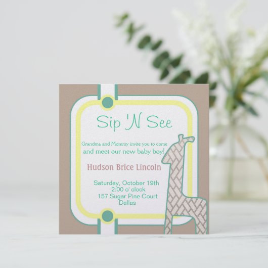 Babygiraffe Einladung (Stehend Vorderseite)