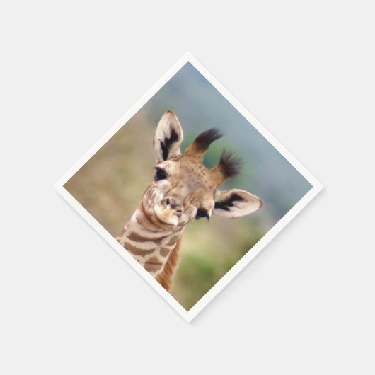 Babygiraffe, Kenia, Afrika | Cocktail Serviette (Ecke)