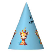 Babygiraffe mit Party zum Geburtstag blau Partyhütchen (Links)