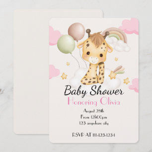 BABYGIRAFFE ROSA BABY SHOWER EINLADUNG