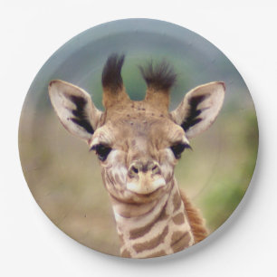 Babygiraffenbild, Kenia, Afrika 9" Pappteller