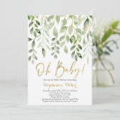 Babygrüne Babydusche Einladung (Stehend Vorderseite)