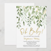 Babygrüne Babydusche Einladung (Vorne/Hinten)