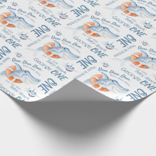 Babyhai 1. Geburtstag maßgeschneiderte Aquarellku Geschenkpapier
