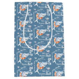 Babyhai 2. Geburtstag, benutzerdefinierte Aquarell Mittlere Geschenktüte