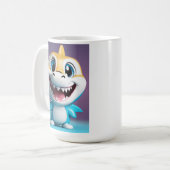 Babyhai, Maskottchen 3d, Körper, fröhliches Lächel Kaffeetasse (Vorderseite Links)