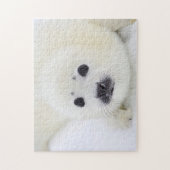 Babyharfen-Siegelwelpe auf Eis des weißen Meeres Puzzle (Vertikal)