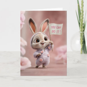 Babyhäschen in lila Overall mit Rosen zur Ermutigu Karte