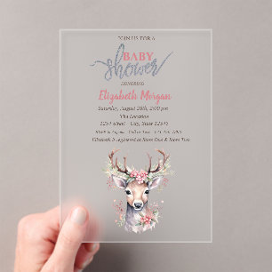 Babyhirsch Holly Berry Wald Schnee Babyparty Acryleinladungen