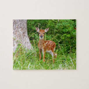 Babyhirsch im Wald Naturfotografie Puzzle