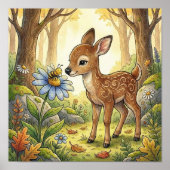 Babyhirsch-Waldtier-Kinderzimmerposter Poster (Vorne)