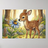 Babyhirsch-Waldtier-Kinderzimmerposter Poster (Vorne)