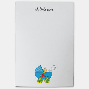 Babyjunge (blauer Pram) - Kinderzimmer Post-it Klebezettel