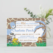 Babyjunge Jungle Babydusche Einladung (Stehend Vorderseite)