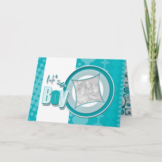 Babyjungen-Geburts-Foto-Kartenmitteilung Ankündigung (Vorderseite)