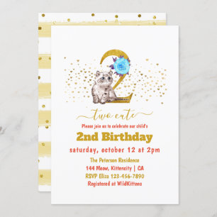 Babykatze und Blume 2. Geburtstag Einladung