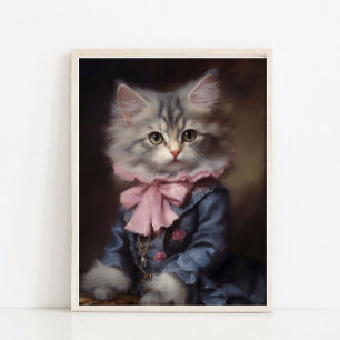 Babykatze Vintage-Porträt, viktorianisches Tierpor Poster