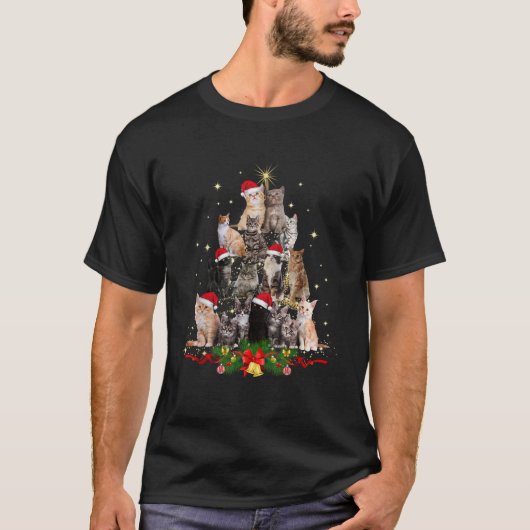Babykatzen Weihnachtsbaumleuchten Weihnachten Weih T-Shirt (Vorderseite)