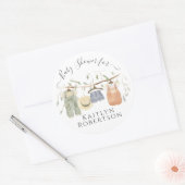 Babykleidung Aquarellfarben Kinderdusche Runder Aufkleber (Umschlag)