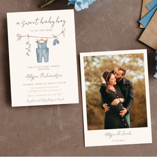 Babykleidung Babybett Babydusche Einladung