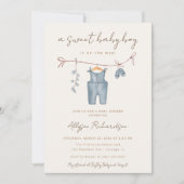 Babykleidung Babybett Babydusche Einladung (Vorderseite)