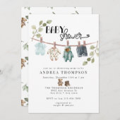 Babykleidung | Boho Boy Baby Shower Einladung (Vorne/Hinten)