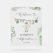 Babykleidung Boho Eucalyptus Babydusche Begrüßung Acrylschild (Vorderseite)