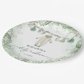 Babykleidung Boho Eucalyptus Babydusche Pappteller (Schrägansicht)