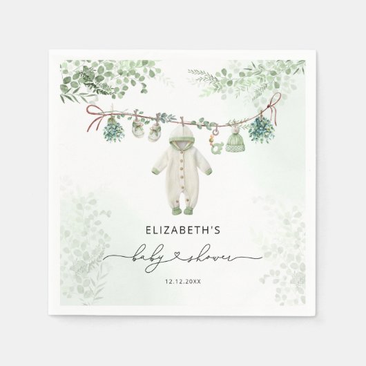 Babykleidung Boho Eucalyptus Babydusche Serviette (Vorderseite)