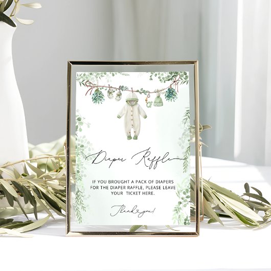 Babykleidung Boho Green Baby Dusche Windeln Windel Poster