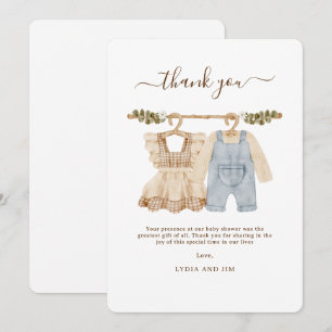 Babykleidung Geschlecht Enthüllung Einladung, Boho Dankeskarte