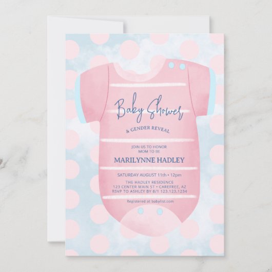 Babykleidung Geschlecht zeigt Babydusche Einladung (Vorderseite)