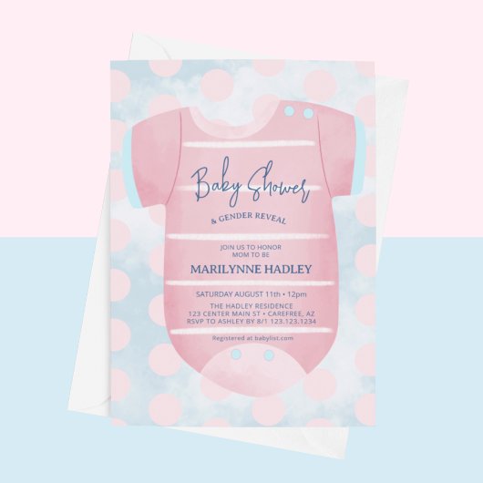 Babykleidung Geschlecht zeigt Babydusche Einladung