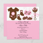 Babykleidung Girl Babydusche Einladung (Vorne/Hinten)