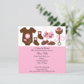 Babykleidung Girl Babydusche Einladung (Stehend Vorderseite)