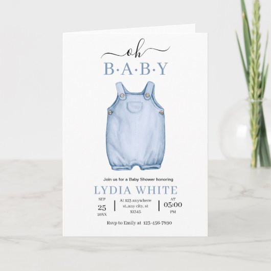 Babykleidung Kinderdusche einladen, Babydusche Einladung (Vorderseite)