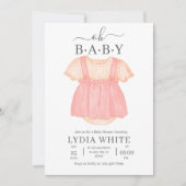 Babykleidung Kinderdusche Einladung, Mädchen Babyd Einladung (Vorderseite)