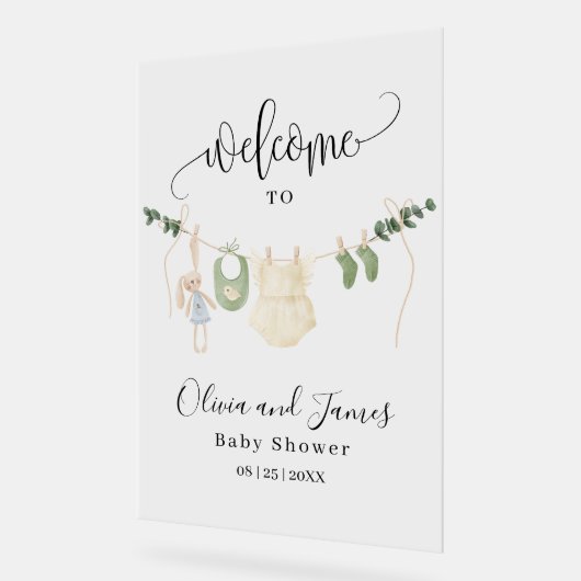 Babykleidung Kinderdusche Einladung, Minimalistisc Acrylschild (Winkel)