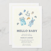 Babykleidung Kinderzimmer Babydusche Einladung (Vorne/Hinten)