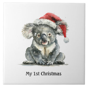Babykoala mit Weihnachtsmütze, anpassbar Fliese