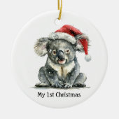Babykoala mit Weihnachtsmütze, anpassbar Keramik Ornament (Vorne)