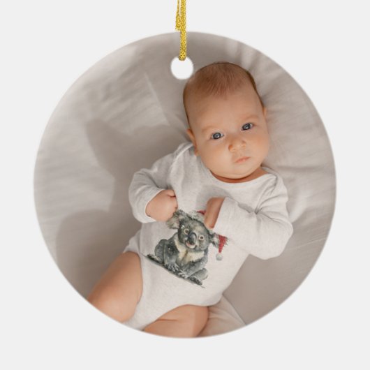 Babykoala mit Weihnachtsmütze, anpassbar Keramik Ornament (Hinten)