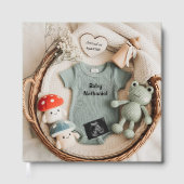 Babykörbchen mit süßem Foto Gästebuch (Vorderseite)
